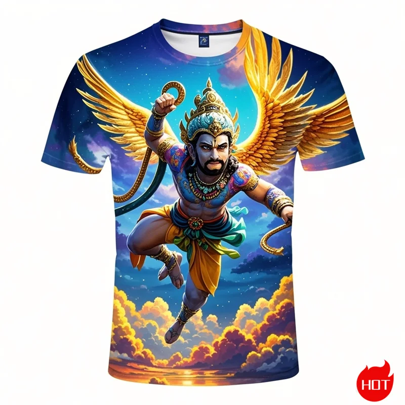 Harajuku 3D Printing Hindu Mythological Figure Hanuman T Shirt For Men Children Fashion Funny Short Sleeves Cool Streetwear Tops