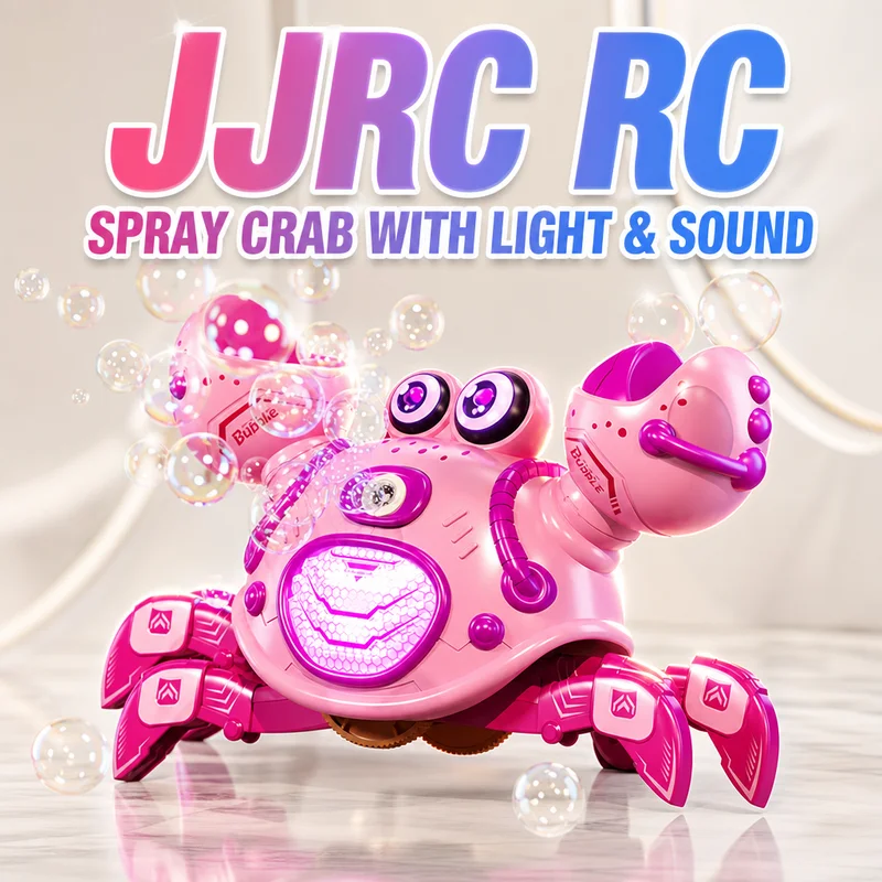 New JJRC 2.4G Remote Control Crab 360° Rotating Bubble Machine One-Button Spray With Music And Colorful Light Electric Model Toy