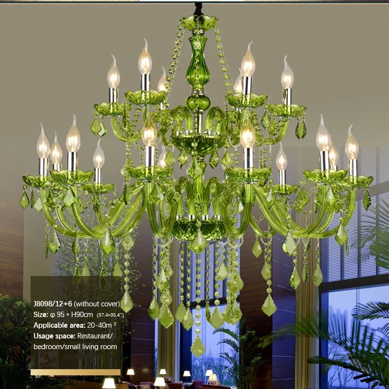 SOURA European Style Crystal Pendent Lamp Green Candle Lamp Luxurious Living Room Restaurant Bedroom Lnternet Bar Chandelier