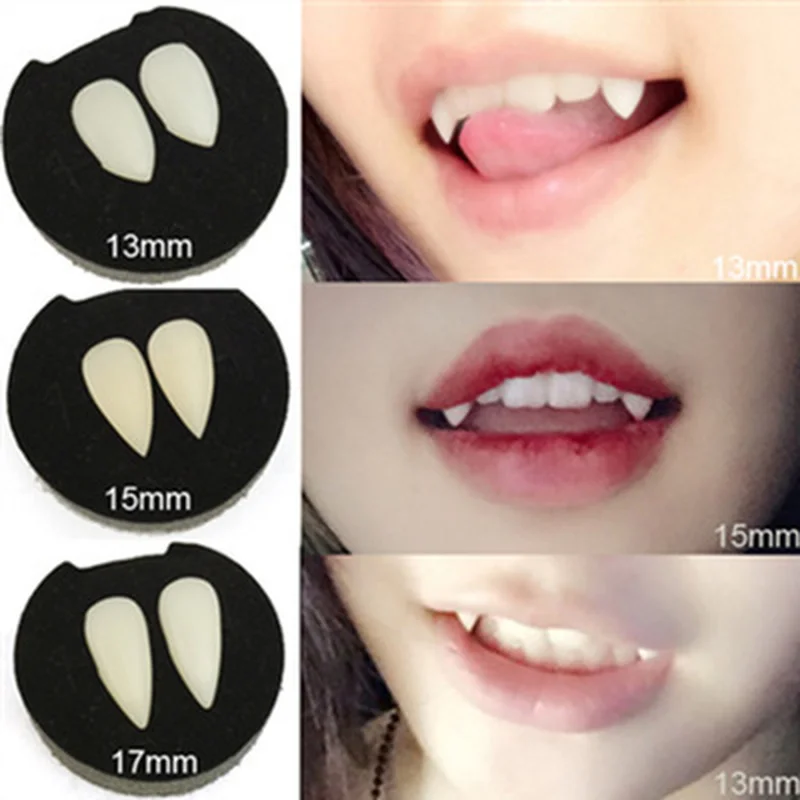 1Pairs 4 Size Vampire Tanden Horror Halloween Kostuum Props Fangs Kunstgebit Rekwisieten Cosplay Maskerade Partij Decoratie Nep Tanden