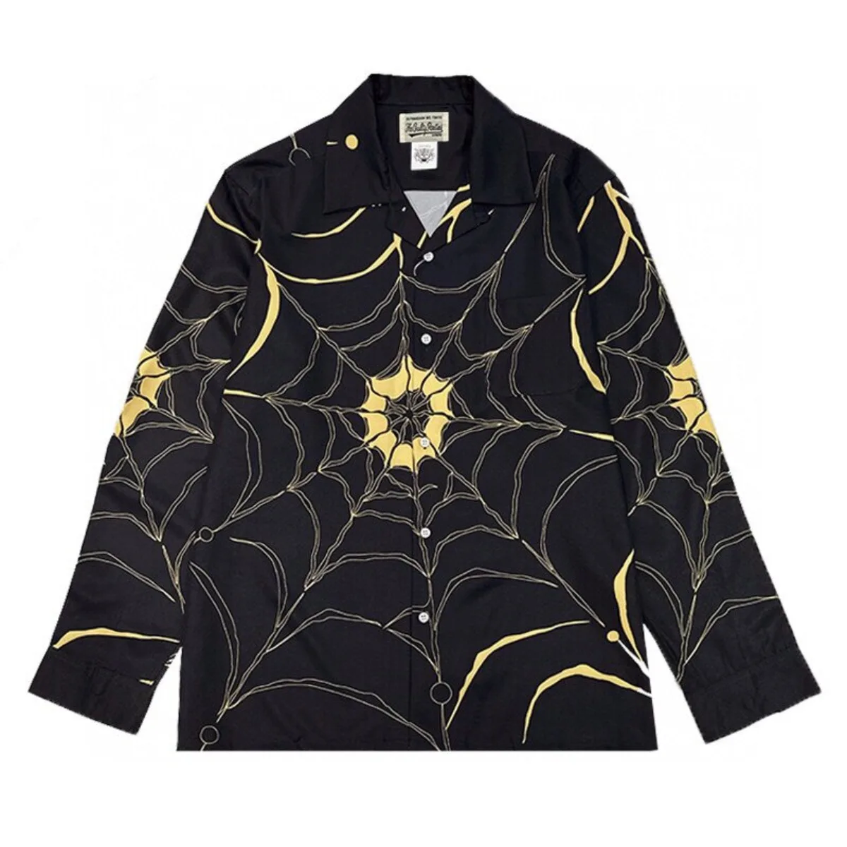 WACKO MARIA 22SS WOLF'S HEAD Spider Web HAWAIIAN SHIRT Long Sleeve Shirt for Men
