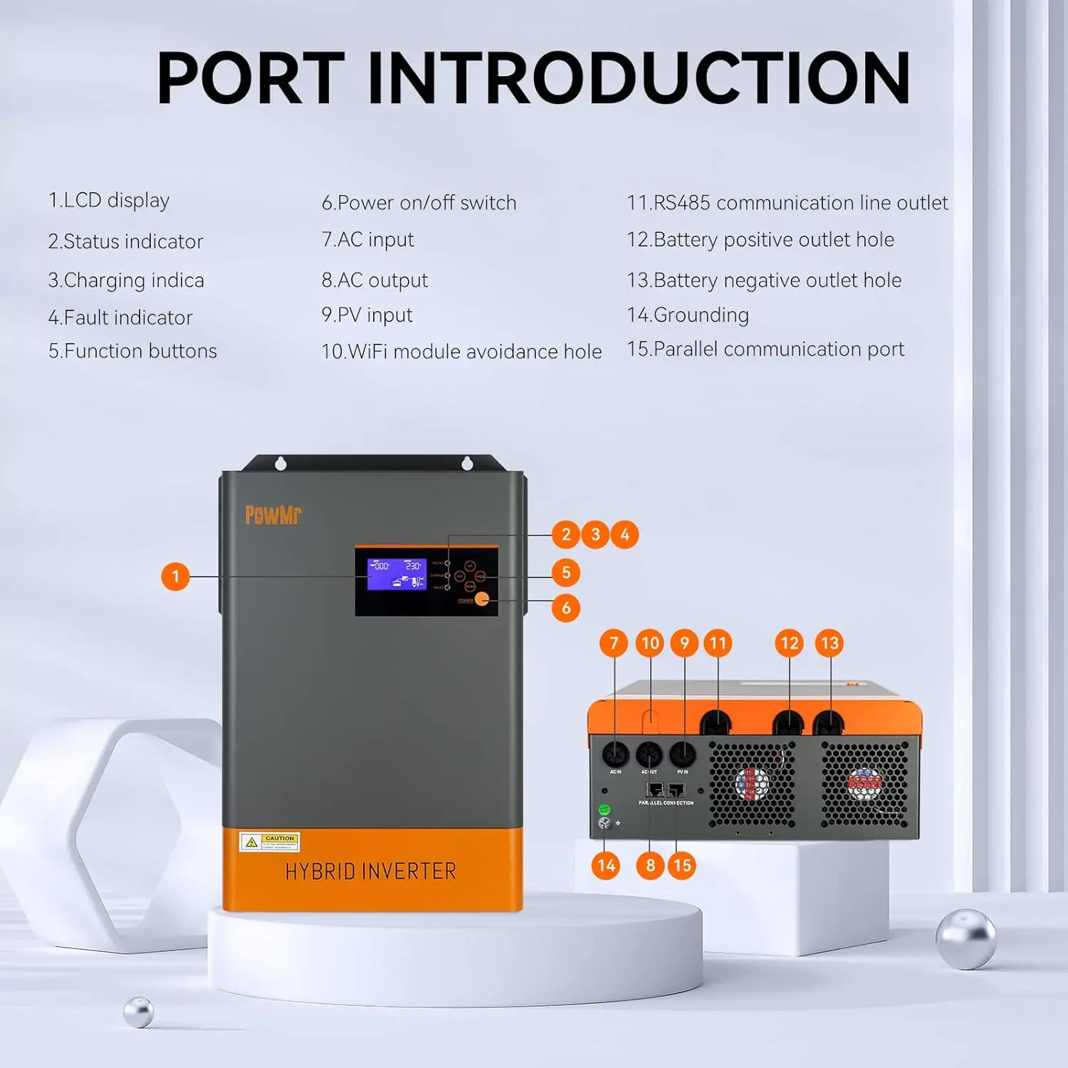 Równoległy falownik hybrydowy 6,2 kW 48 V DC do 230 V AC z 120 A MPPT Solar Charge Max Solar Panel PV 6500 W Pasuje do Lifepo4 EU Stock