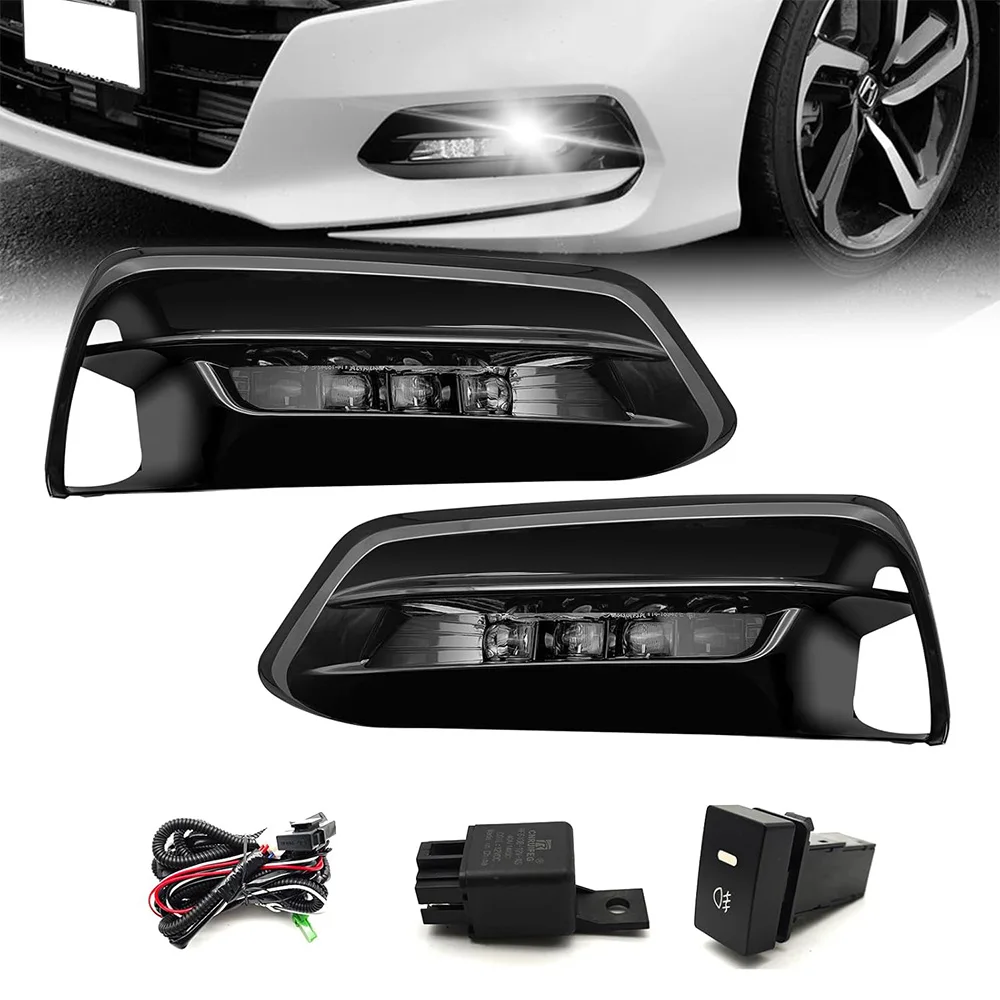 

LED Fog Lights for Honda Accord 2018 2019 2020 DRL Light Front Driving Fog Lamps Assemblies with Switch and Wiring Harness