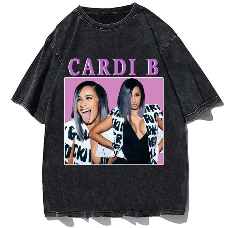 Rapper Cardi B Printed Women Alphabet T-shirt Fans Gift Streetwear Harajuku Goth Tshirt Tops Vintage Cotton Loose Oversize Tees