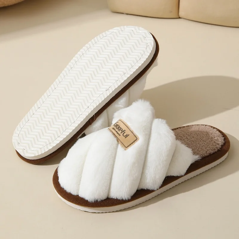 2026 Winter Warm Plush Women Soft Slippers Men Indoor Non-slip Warm Sandals Couples Comfort Flat Heel Indoor Bedroom Slides view 3