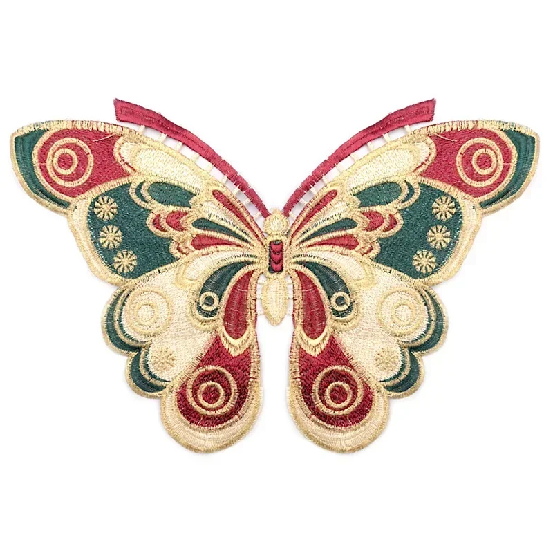 1Pcs Pink Butterfly Embroidery Large Patch Handmade Crafts Suitable For Sewing Patches on Clothing Accessories 24*37CM WHOLESALE