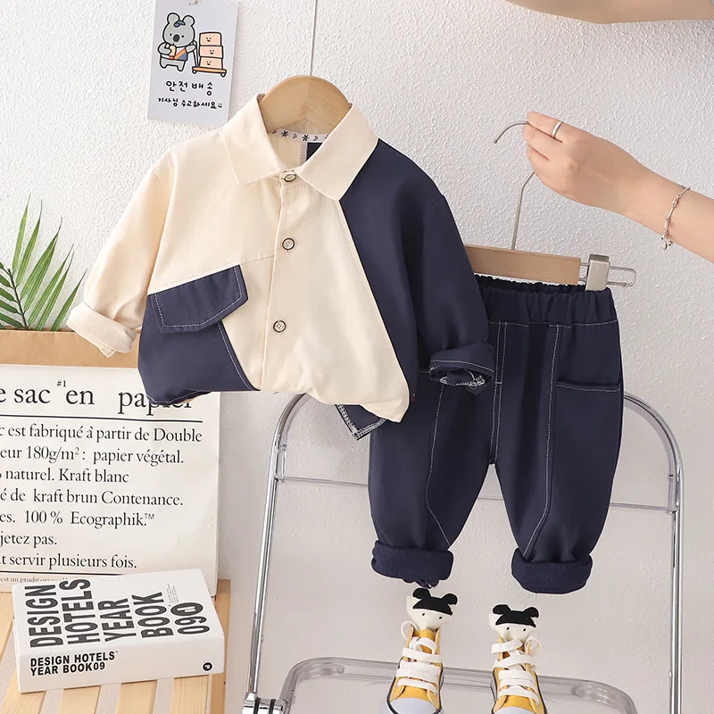 

2025 new,1 to 6 Years boys baby Autumn clothing set, spring children's trendy two-piece shirt jacket + casual pants sports set