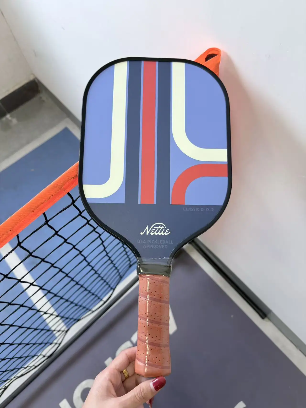 Carbon Fiber Pickleball Paddle MPP Honeycomb Core Retro Geometric Print Textured Surface Platform Pop Lightweight USAPA Approved