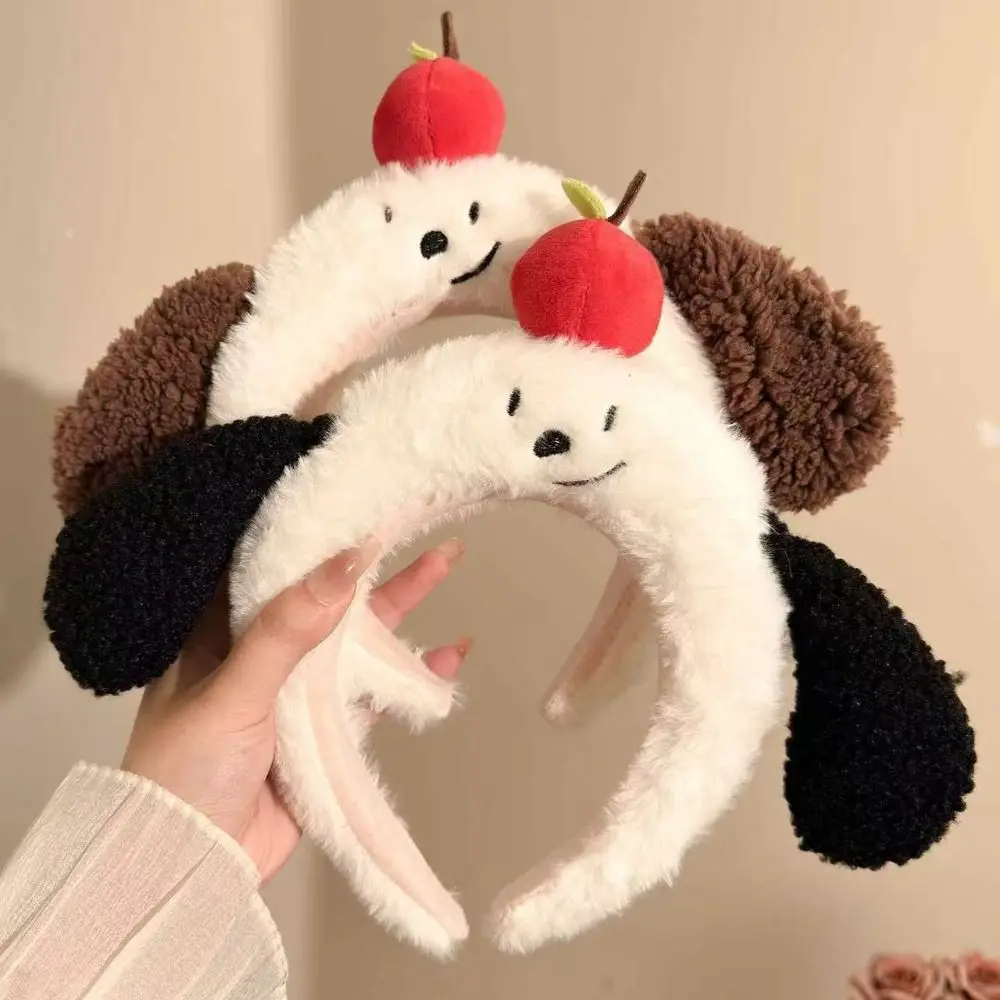 귀여운 강아지 귀 만화 머리띠 고양이 동물 푹신한 플러시 머리띠 귀여운 사진 촬영 세안 머리띠 일상용