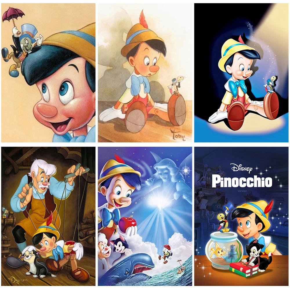 

Disney Cartoon Pinocchio 5D Diamond Painting Full Square Round Dril Embroidery Mosaic Cross Stitch Kits Embroidery Home Decor