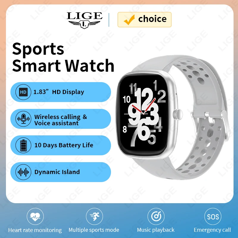 الأصلي LIGE ساعة ذكية مساعد صوتي بلوتوث دعوة معدل ضربات القلب شحن مغناطيسي النساء الرجال ساعة ذكية وسائط رياضية متعددة #1