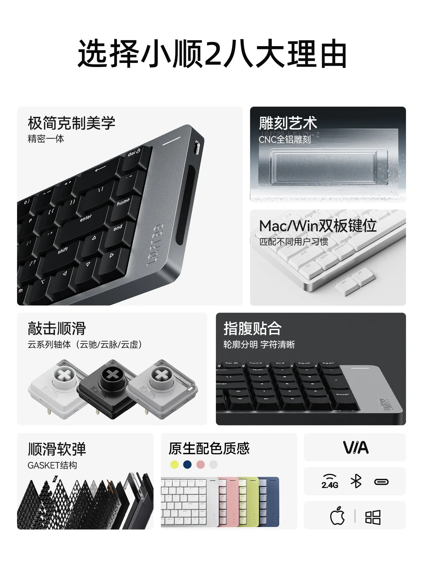 Custom Low Profile Flow Theme Mechanical Keyboard Mac Wireless Tri-Mode Office Typing Silent Aluminum Weighty Professional Gift