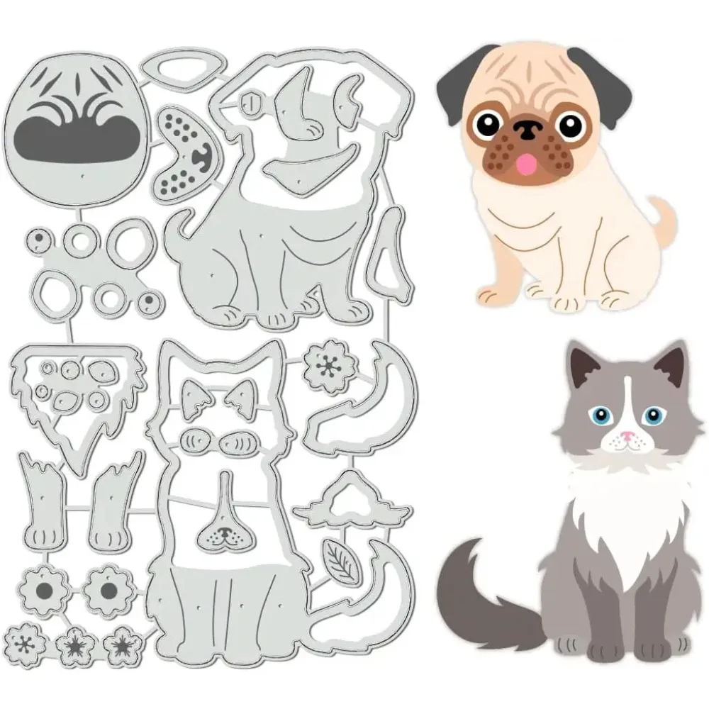 Schneideformen aus Kohlenstoffstahl für Hunde und Katzen, Schablonen für DIY-Scrapbooking, Fotoalbum, dekorative Prägung, Papierkarten, gemischte Formen