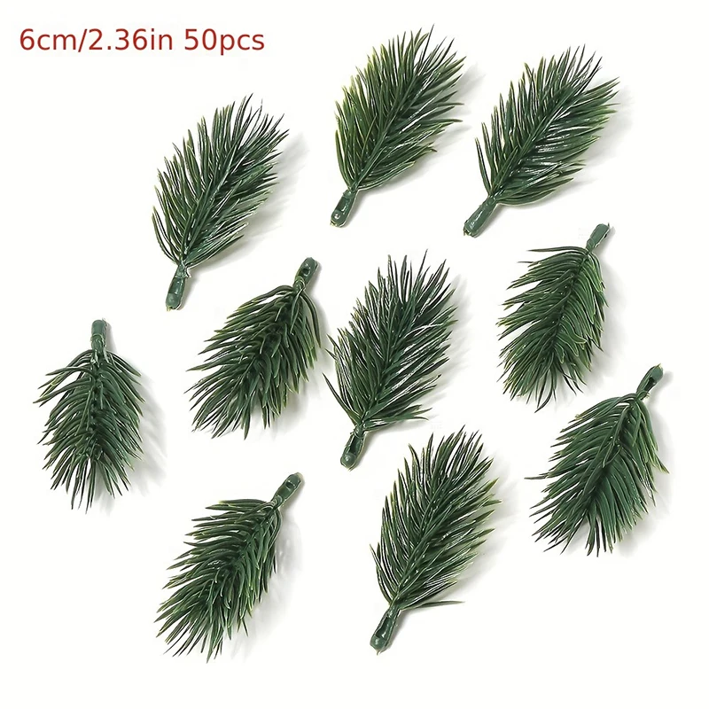 10/20/50Pcs Kiefer Zweige Künstliche Pflanzen Weihnachten Hochzeit Hause Baum Dekor DIY Handwerk Bouquet Geschenk Box gefälschte Pflanzen Nadel – Detail 8