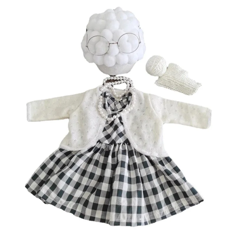 Newborn Photography Props Grandmother Outfit Baby Girl Cosplay Grandma Clothes Baby Boy Grandpa Costume Photo Newborn Outfit