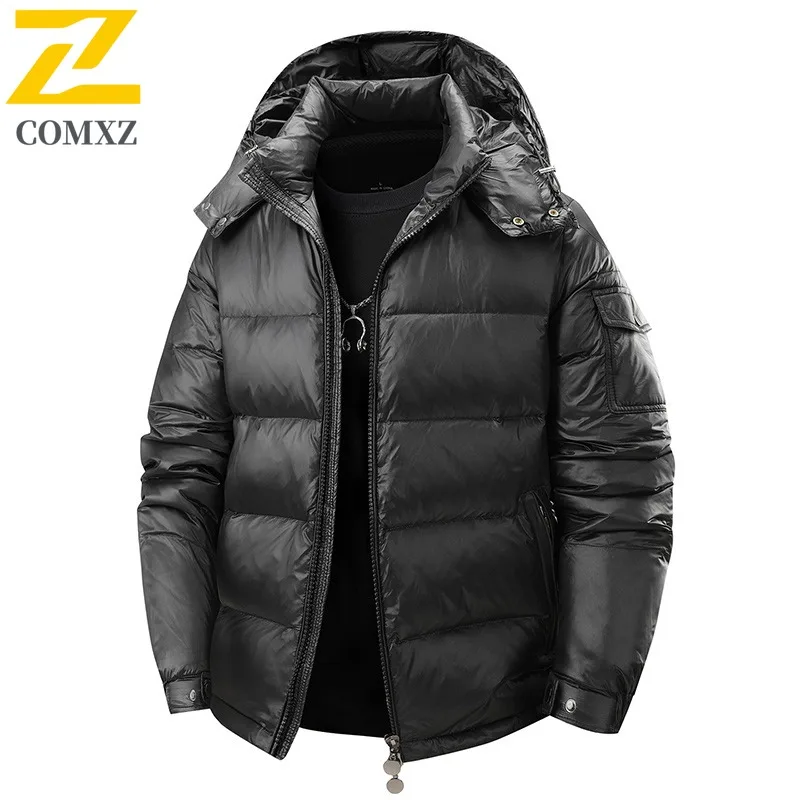 

COMXZ Mens Down Jacket Premium Hooded Outdoor Working Thickened Warm Puffer Jacket Fashion Travel Lightweight Autumn Winter Coat