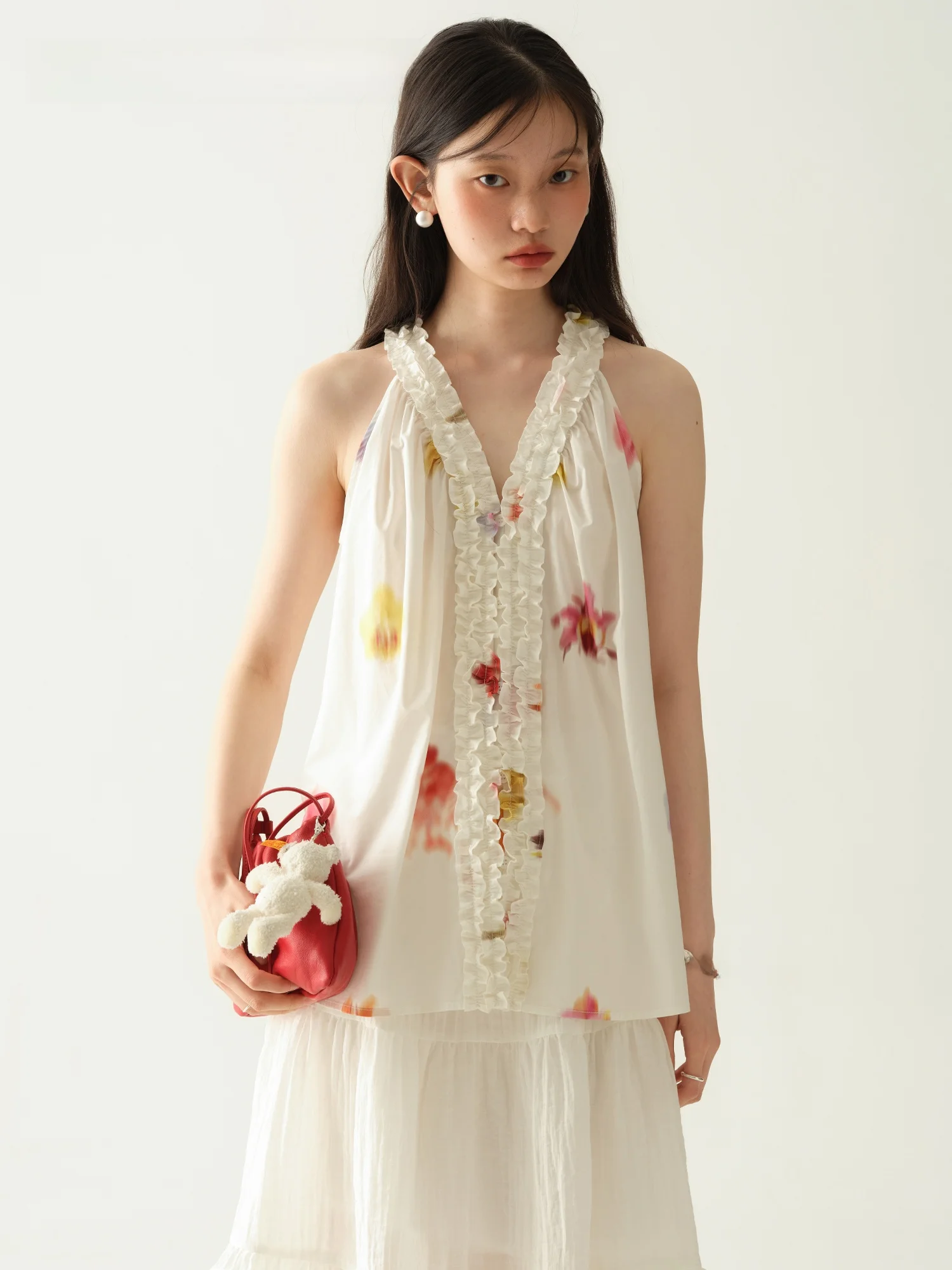 

Babymoon Loose Cotton Off-oulder Printed Vest Women's Summer New Sle Svel Top Floral Design Boutique by Babymoon