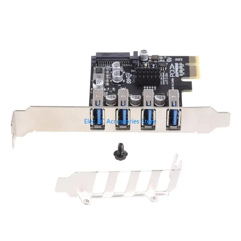 Y51A Durable USB PCIe Card 4 Port USB to PCI Card Expansion PCI-E to USB Hub