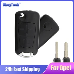 OkeyTech-carcasa de llave de coche HU43, carcasa de llave modificada plegable, hoja derecha, 3 botones, para Opel, Vauxhall, Astra, Vectra, Zafira