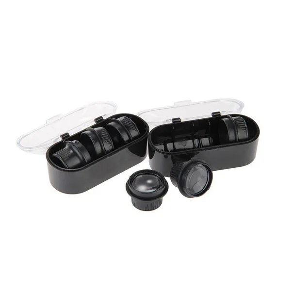 

Black Double Eye LED Magnifying Glasses Loupe 10X 15X 20X 25X Interchangeable Headband Adjustable LED Illumination for Jewelry