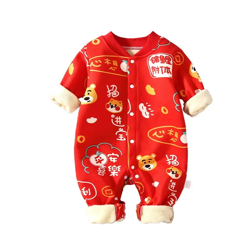 아기옷 Baby Clothing Newborn Baby Jumpsuit Autumn Winter Plush Boy Girl Jumpsuits Warmth One-Pieces Baby Girl Clothes Ropa Bebe