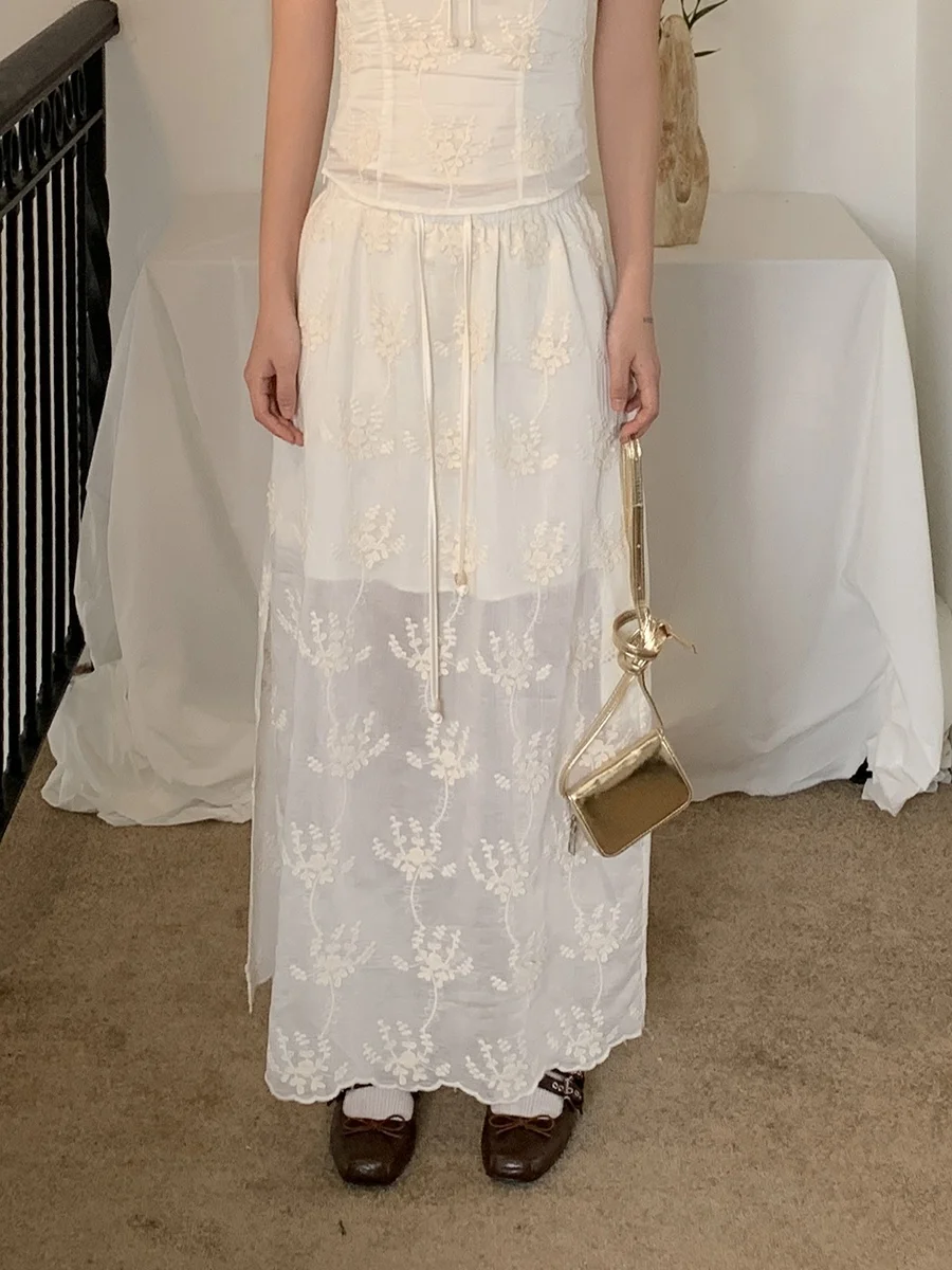 

Slimming A-Line Skirt for Women Summer New Arrival Cover Stoh Ele Sle Commute Pure Color Low Waist Design