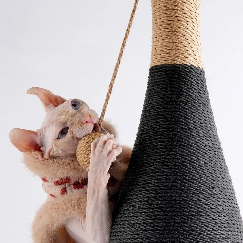 Sturdy Thread Wear Resistant Space Saving Cat Scratcher Non Slip Moisture Proof Easy Clean Wine Bottle Shape Suction Cup Cat Toy