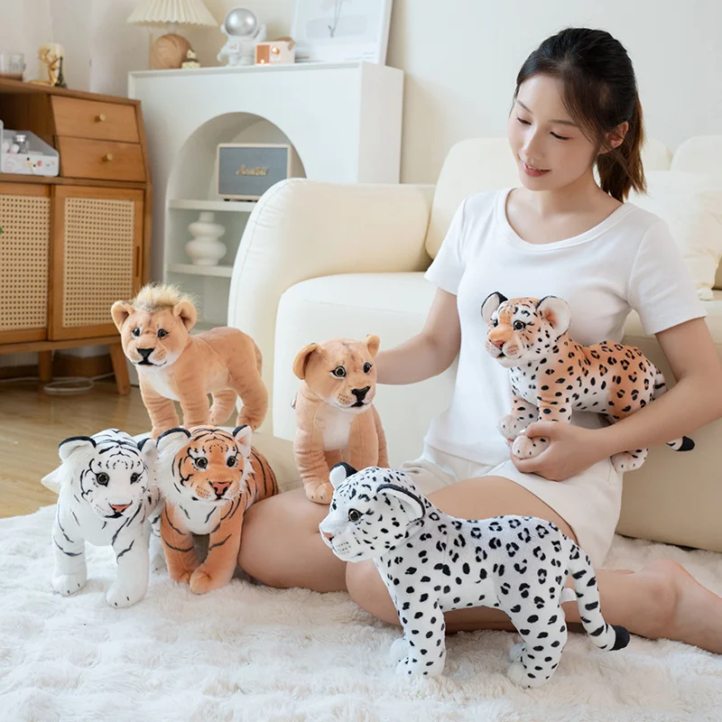 30cm Lifelike Lying Tiger Leopard Plush Doll Safari Animal Educational Toy Gift Home Decor Photography Prop Imitation Toys