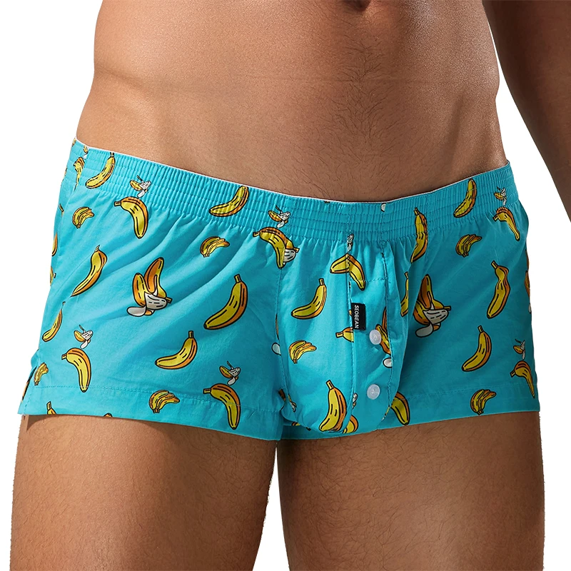 جديد SEOBEAN الرجال القطن رياضية U حقيبة عارضة جذوع بيجامة السراويل - مريحة للتنفس الرجال ملابس خاصة