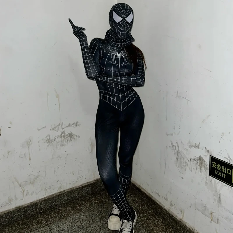 Jumpsuit Dewasa Spider Man Alam Semesta Paralel Pahlawan Super Anime Kostum Pesta Karnaval Halloween Cosplay Gwen Stacy Laba-laba Hitam Baru