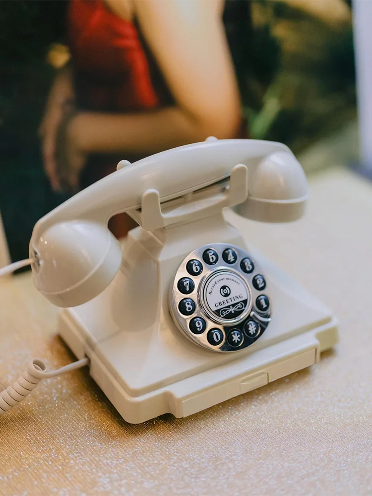 Hochzeits-Telefon-Audio-Gästebuch im Retro-Stil, Drehbarer Antiker Telefon-Gästebuch mit Sprachaufnahmefunktion für Hochzeitsfeiern – Detail 2