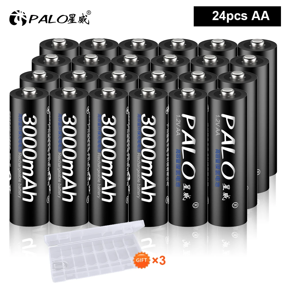 PALO 8/12/16/20/24/28/32/36 قطعة 1.2 فولت AA بطارية قابلة للشحن AA NiMH 3000mAh 2A بطاريات قابلة للشحن لعبة التحكم عن بعد