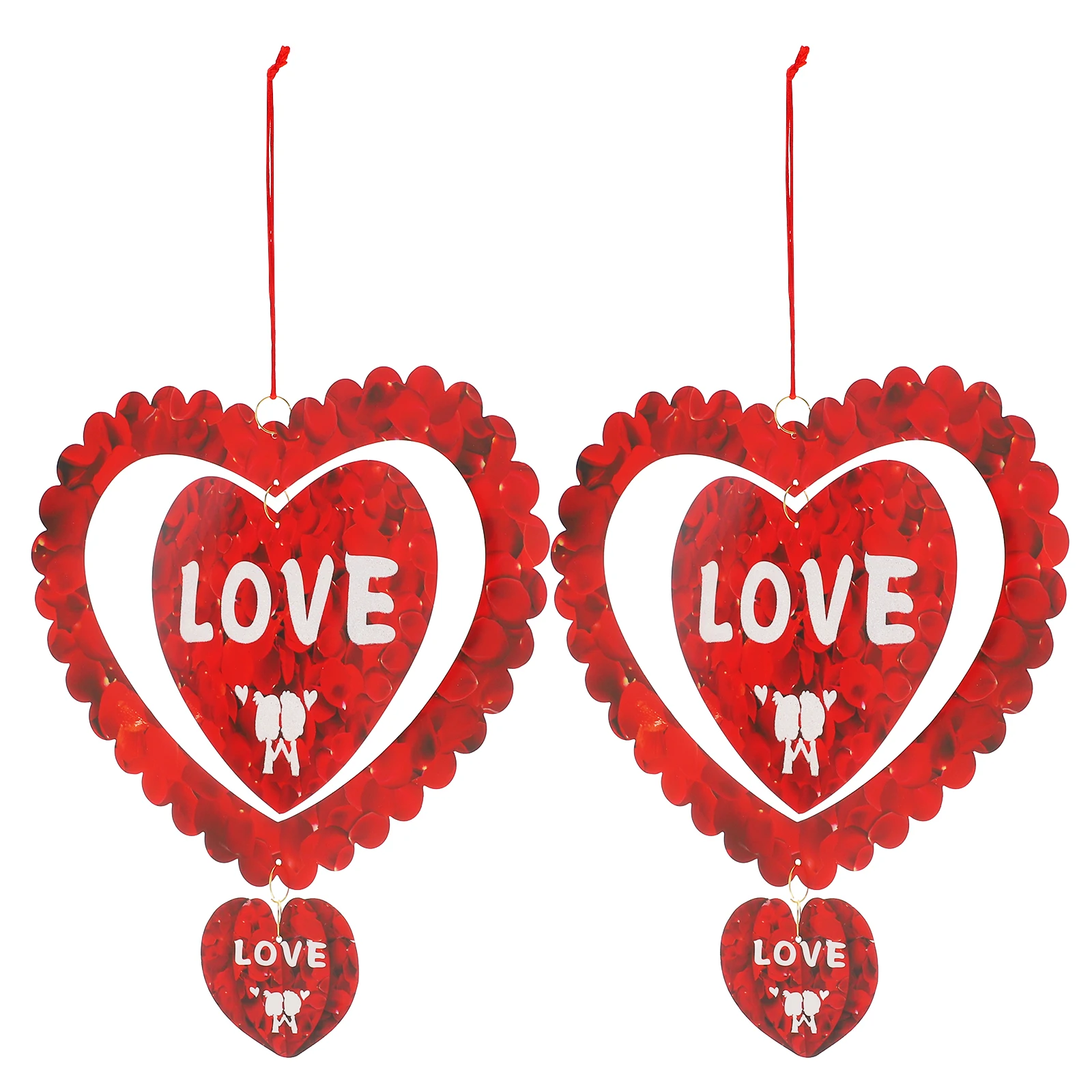 

2 Sets Love Paper Hanging Decoration Valentine Heart Swirls Day Home Outdoor Decor Lightweight Practical Valentine Room Party