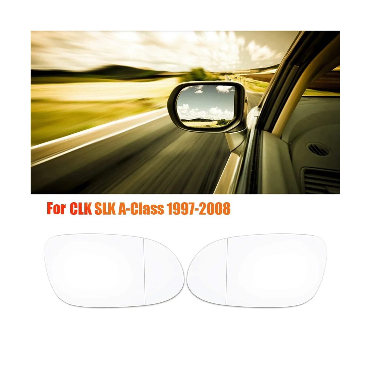 1Pair Side Wing Rearview Mirror Heated Lens Glass 2088100121 2088100421 for - CLK A-Class 1997-2008