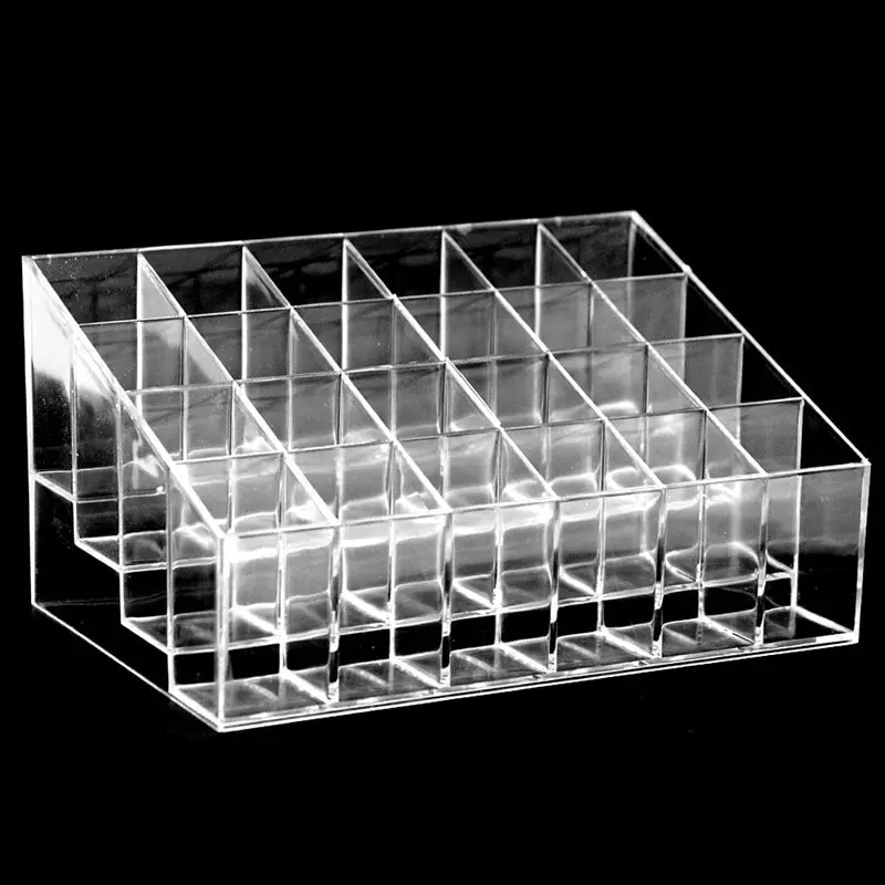 Clear acrylic 24-grid lipstick holder and cosmetics storage box