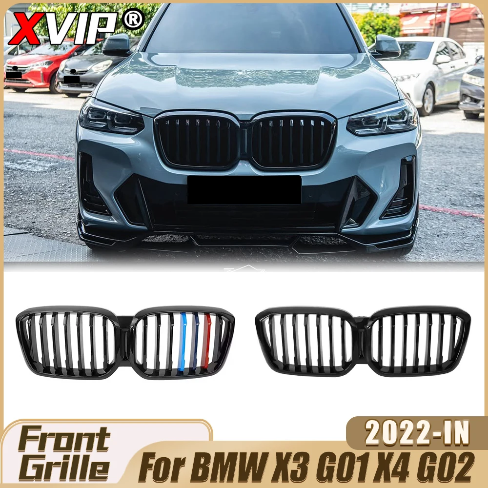 

XVIP Front Glossy Black Single Line Style Racing Grille Glossy M-Color Bumper Grille Upper Grille For BMW X3/X4 G01/G02 2022-IN