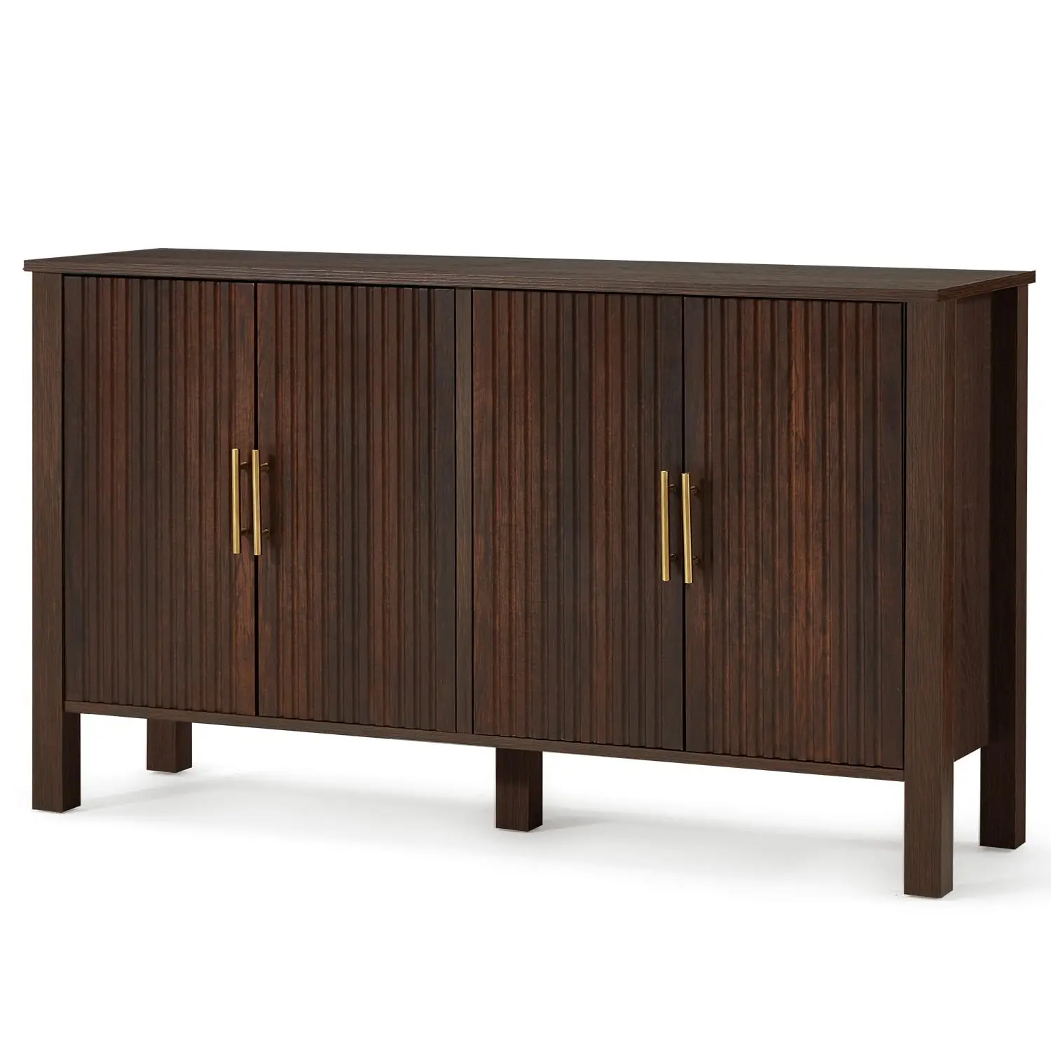 Modern Buffet Cabinet, Credenza With 4 Doors & Adjustable Shelves, Fluted Buffet Sideboard Cabinet With Storage,, Customized