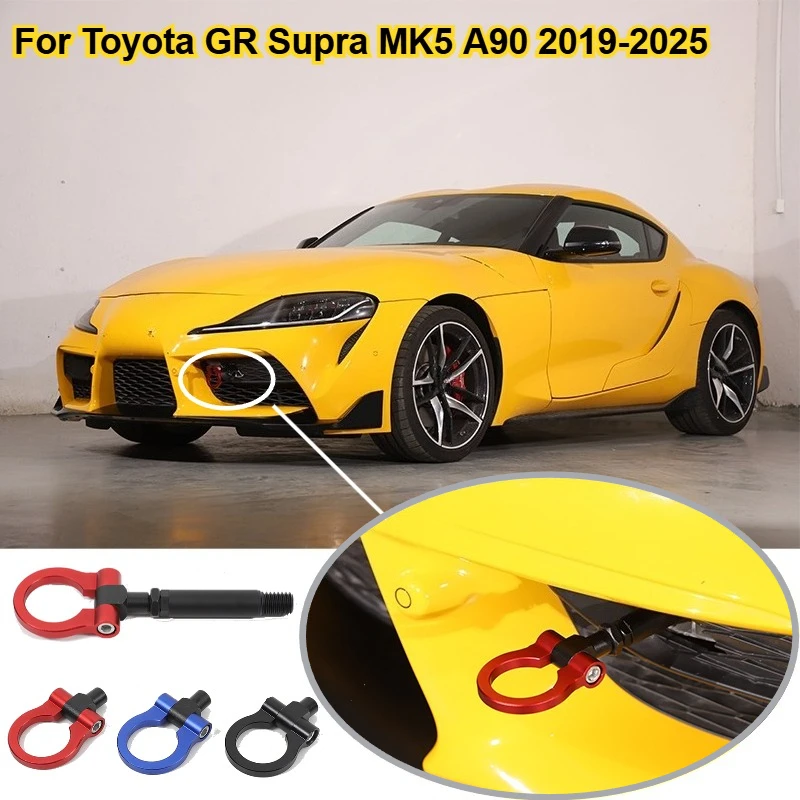 For Toyota GR Supra MK5 A90 2019-2025 Aluminum Alloy Red Car Forward Trailer Hook Tow Ring Bumper Tow Hook Trim Car Accessories