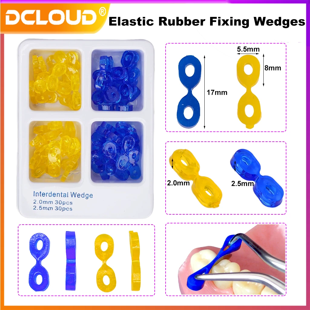 

60Pcs Dental Wedge Elastic Rubber Fixing Wedges 2.0/2.5mm Matrix Matrices Dam Composite Tooth Separator Dentistry Accessory Tool