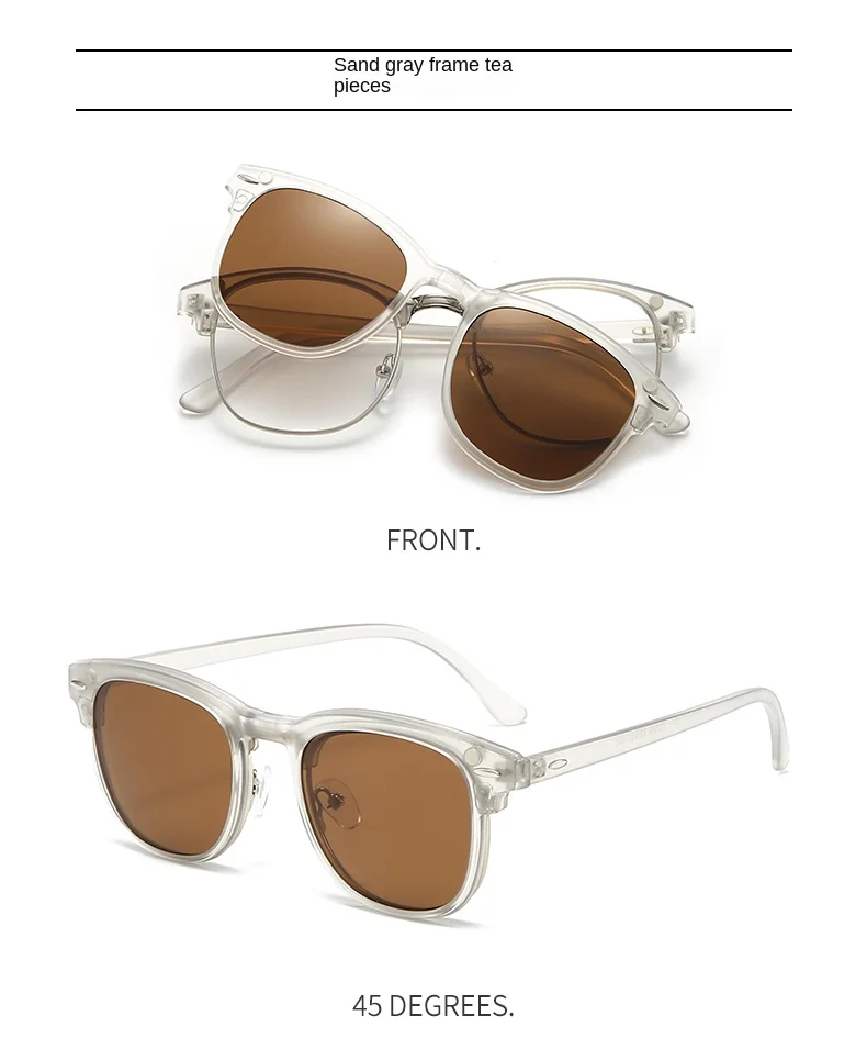 VCKA 6-in-1 Myopie-Polarisierte Sonnenbrille, transparenter grauer Rahmen, für Männer und Frauen, Clip-Magnetbrille, individuelle optische Brille, -0,5 bis -10 – Detail 16
