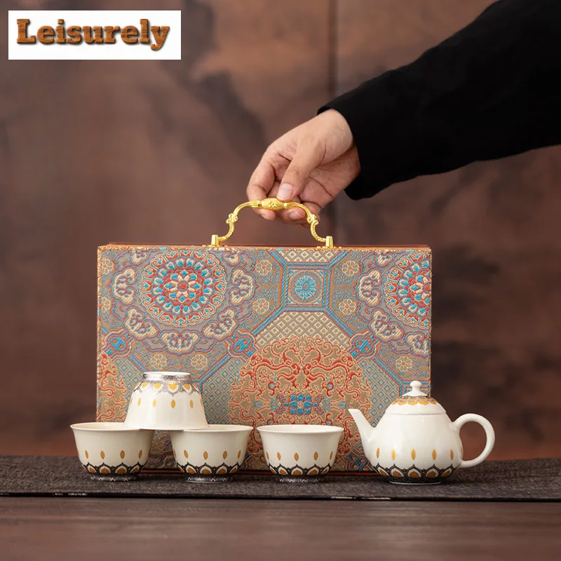 

Dunhuang Cultural And Creative Tea Set Complete Set Ancient Tea Ceremony Set Teapot And Tea Cup Set Tea Items Accessories Craft