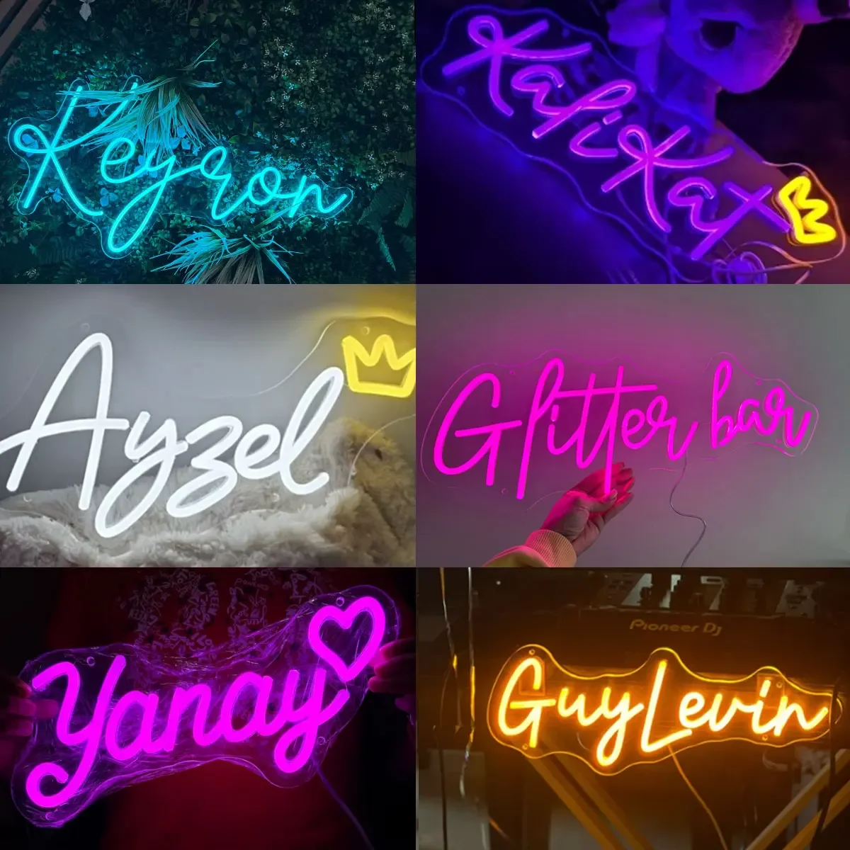 Letreros de neón personalizados, luces de neón Led grandes, personalizados con corazón para nombre, logotipo de estudio de boda, decoración de pared, letrero de neón con nombre