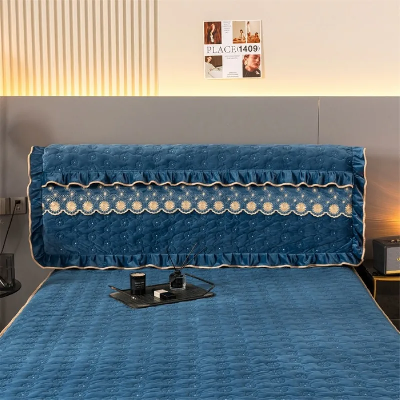 1 piece of velvet filled cotton headboard cover large backrest cushion sewn lace lace dust cover seasonal decorative cover