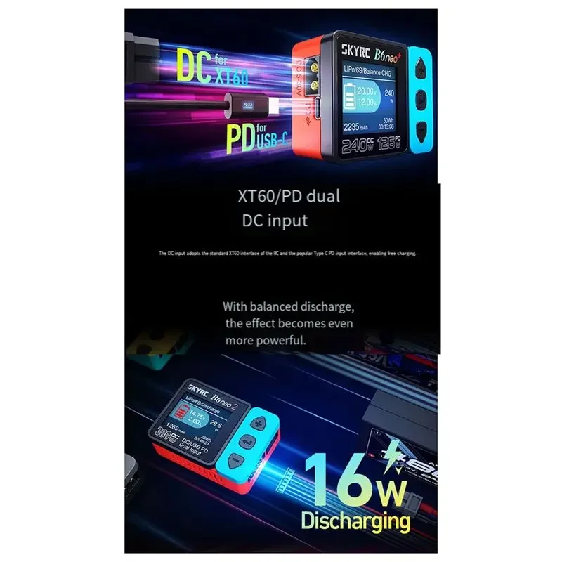 SKYRC B6neo 2 Multifunktions-RC-Akkuladegerät DC300W PD80W 1-6S LiPo Balancerentlader mit Unterstützung für PH2.0 BT2.0 für FPV-Drohnen und -Autos – Detail 4