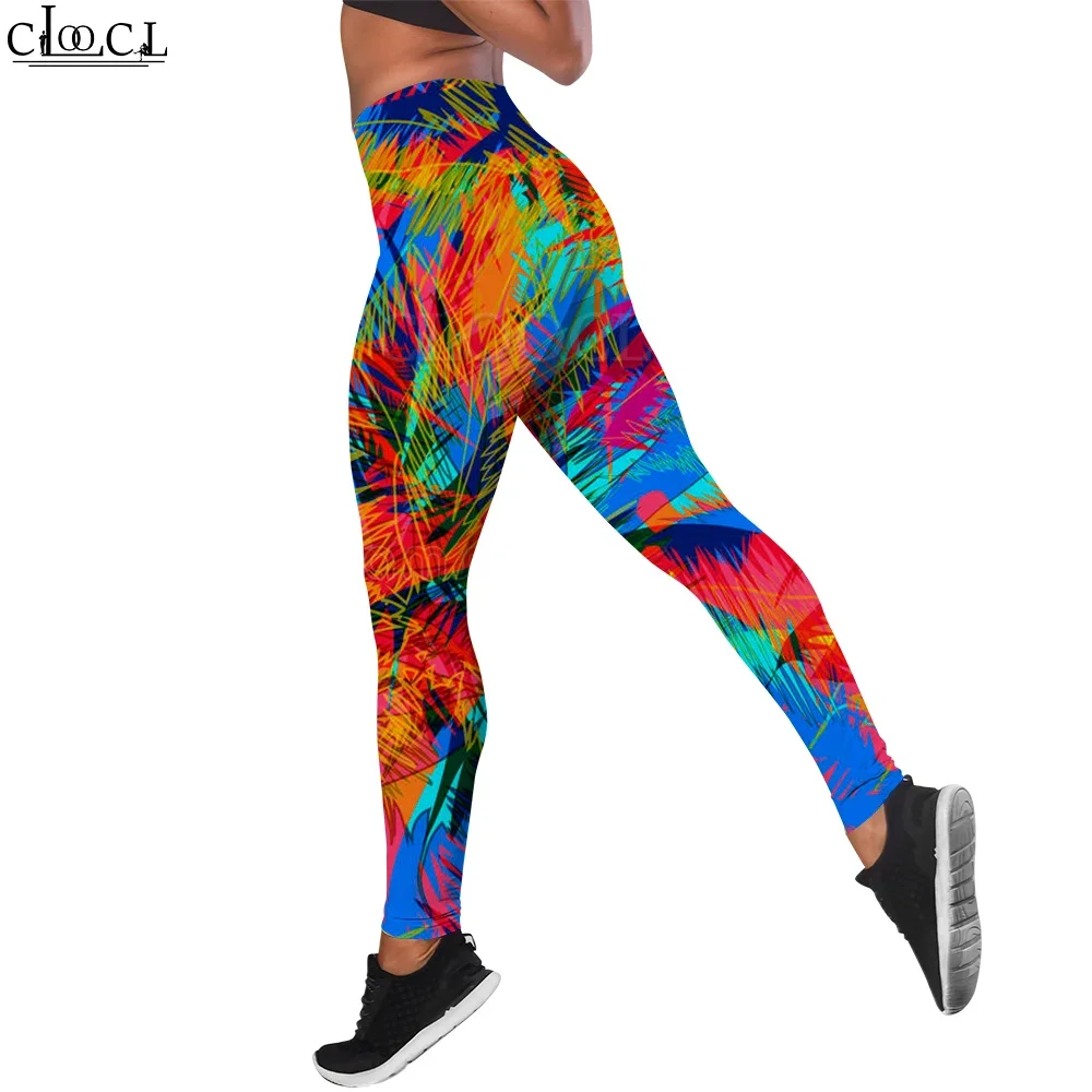 CLOOCL-mallas de moda Harajuku para mujer, pantalones de cintura alta, mallas de entrenamiento, pantalones deportivos estampados, pantalones femeninos