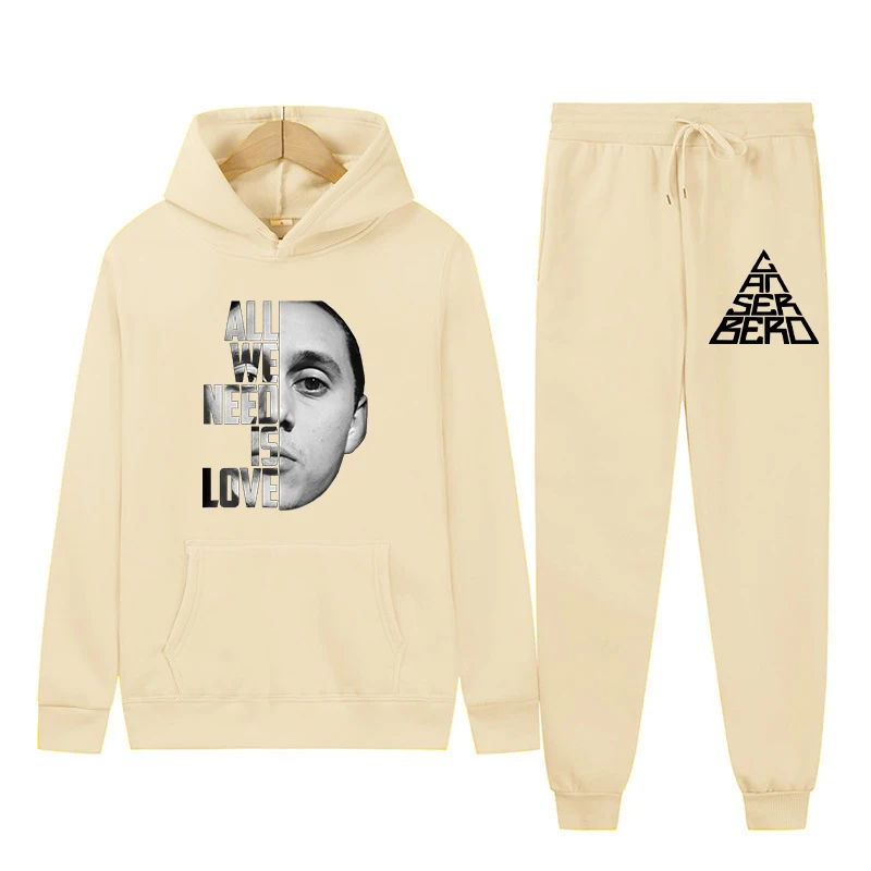 Canserbero Pop Singer Hoodie Jogger Pants Two Piece Set Sweatshirts+Sweatpants Fashion Casual Long Sleeve Hooded Pullover Suits