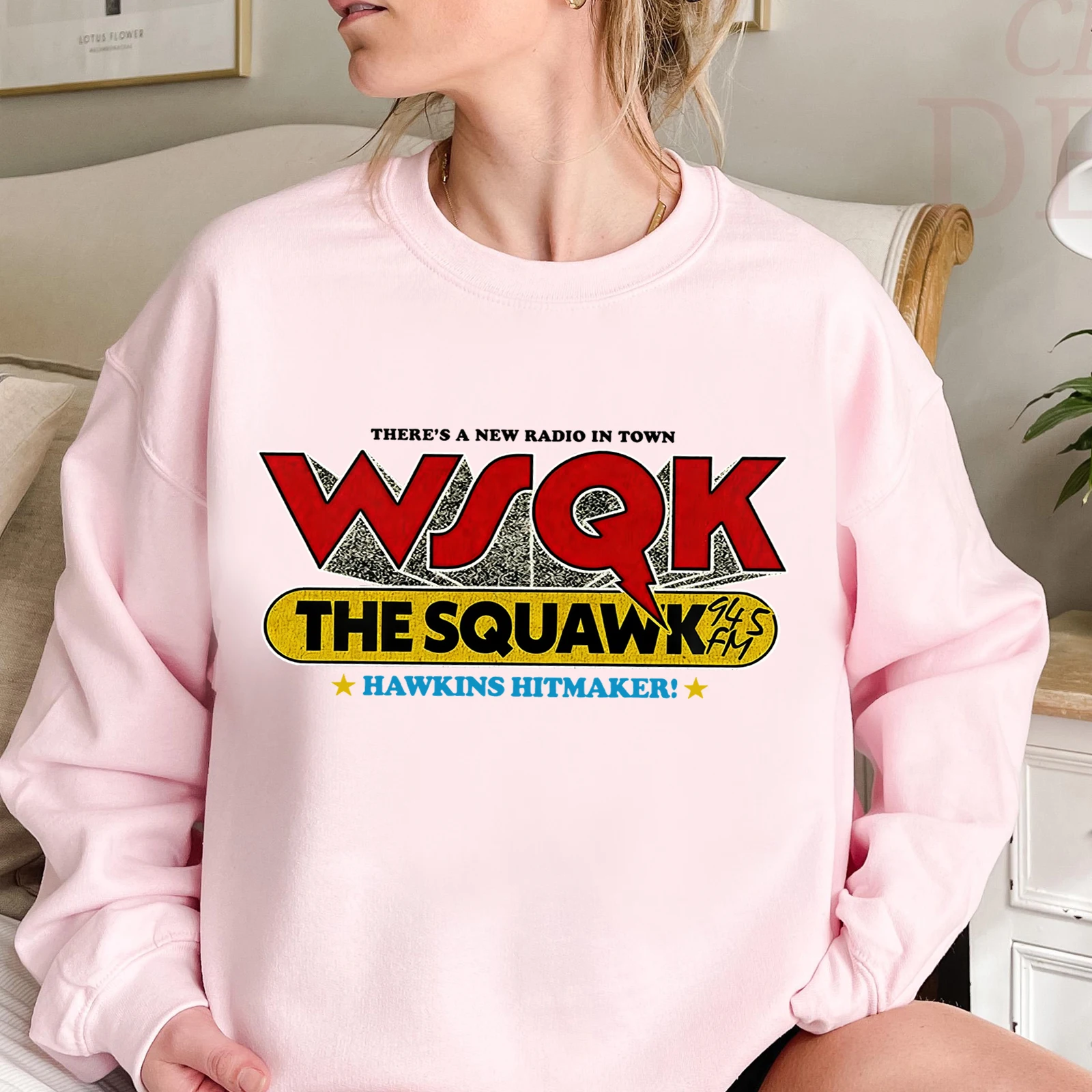Wsqk the squawk 94.5 fm moletom homem mulher oversized harajuku o-pescoço manga longa moletom com capuz