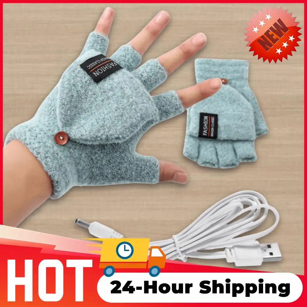 Doppelseitige Heizhandschuhe, waschbar, wiederaufladbar, USB, elektrisch, beheizte Handschuhe, Touchscreen, fingerloser Handwärmer-Handschuh für den Außenbereich