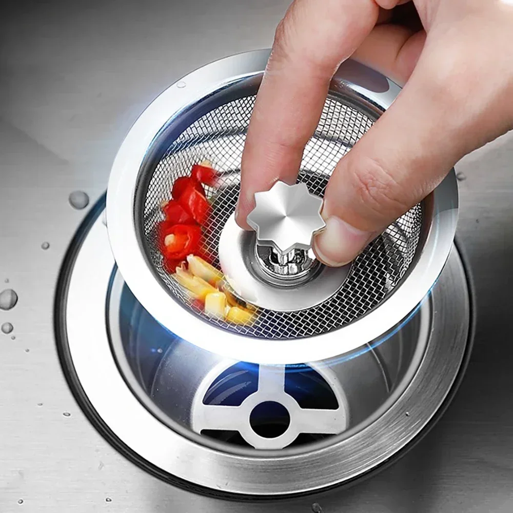 

Kitchen Sink Filter Mesh Stainless Steel Sink Strainer Anti-Blocking Bathroom Floor Drains Hair Catcher Stopper Sink Accessories
