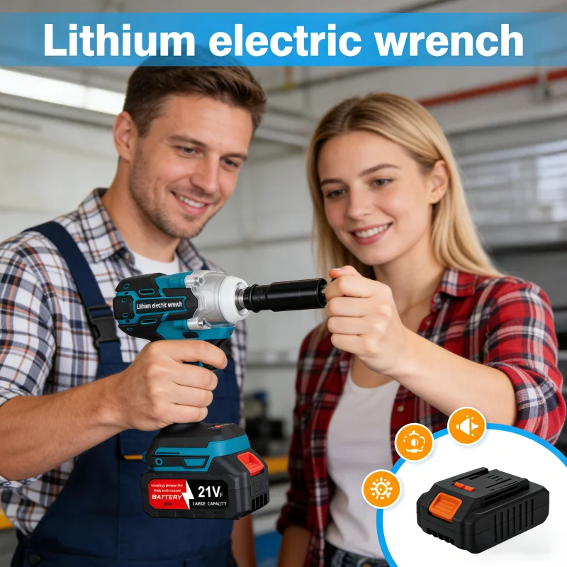 

Brushless Electric Wrench Lithium Battery Rechargeable Impact Wrench High Torque Electric Socket Wind Cannon Powerful AutoRepair